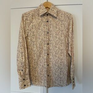 H&M Beige Floral Long-Sleeve Button-Up Shirt